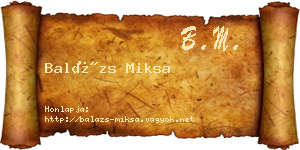 Balázs Miksa névjegykártya